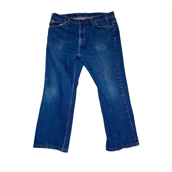 Vintage 90s Orange Tab Levi’s Dark Wash Bootcut 517 Jeans 40x34 - Picture 3 of 15